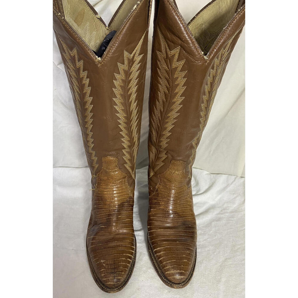 VINTAGE PANHANDLE SLIM WOMEN'S EXOTIC LIZARD SKIN & LEATHER COWGIRL BOOTS 5 B - Picture 1 of 12